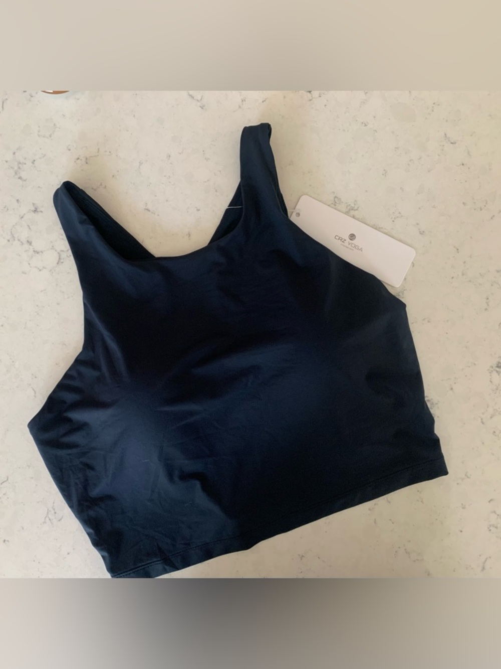 CRZ YOGA Navy Blue Sports Crop SwimTop - XL